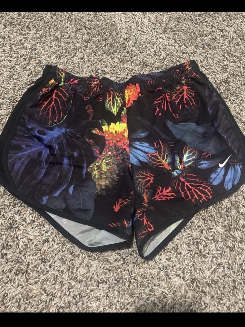 Nike Black Shorts with Multicolor Floral Waistband